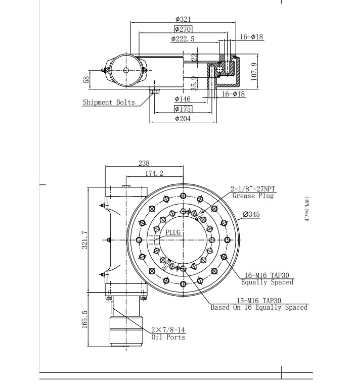 Kierukkavaihde hydraulimoottorilla 5-10 Ton kaivinkoneisiin